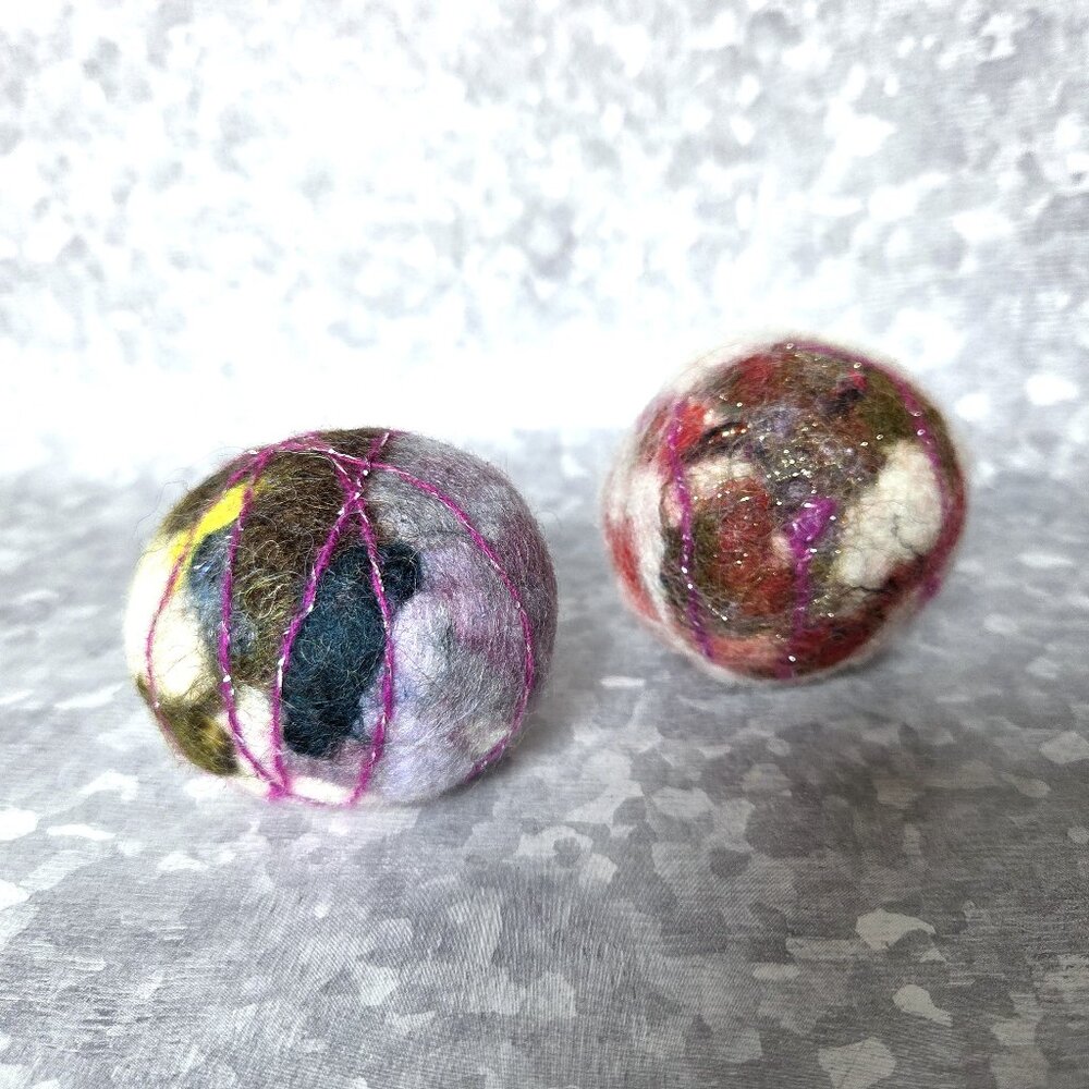 NWOT Hand Felted Wool Cat Toys with Bells - Set Of 2